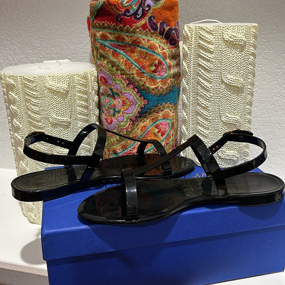 Stuart Weitzman Black Flat Sandalsππ - Picture 10 of 11